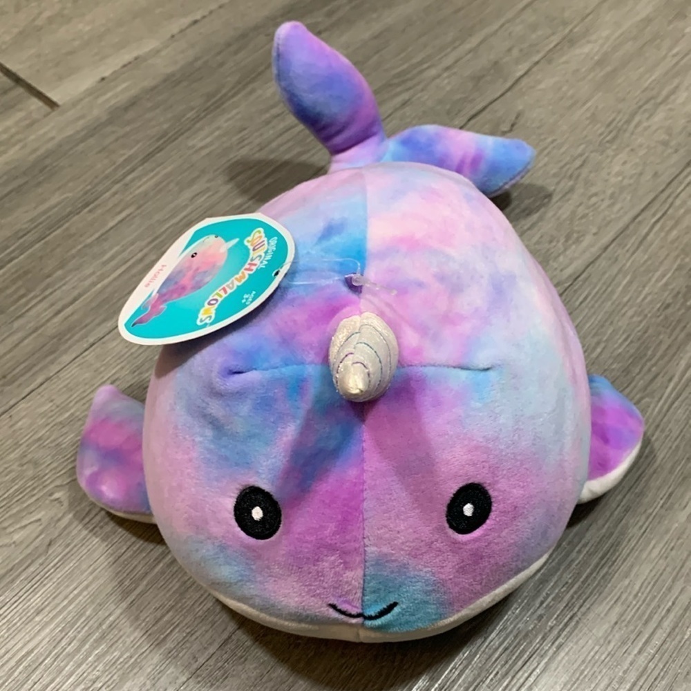Squishmallow‎ 11.5” Hallie The Narwhal Tie Dye Galaxy Pink Blue Soft Animal NWT